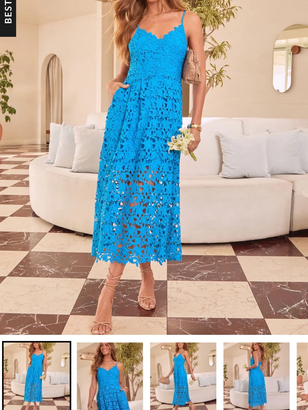 Vici picturesque lace midi dress perfect for wedding. Ocean blue. New wo tags